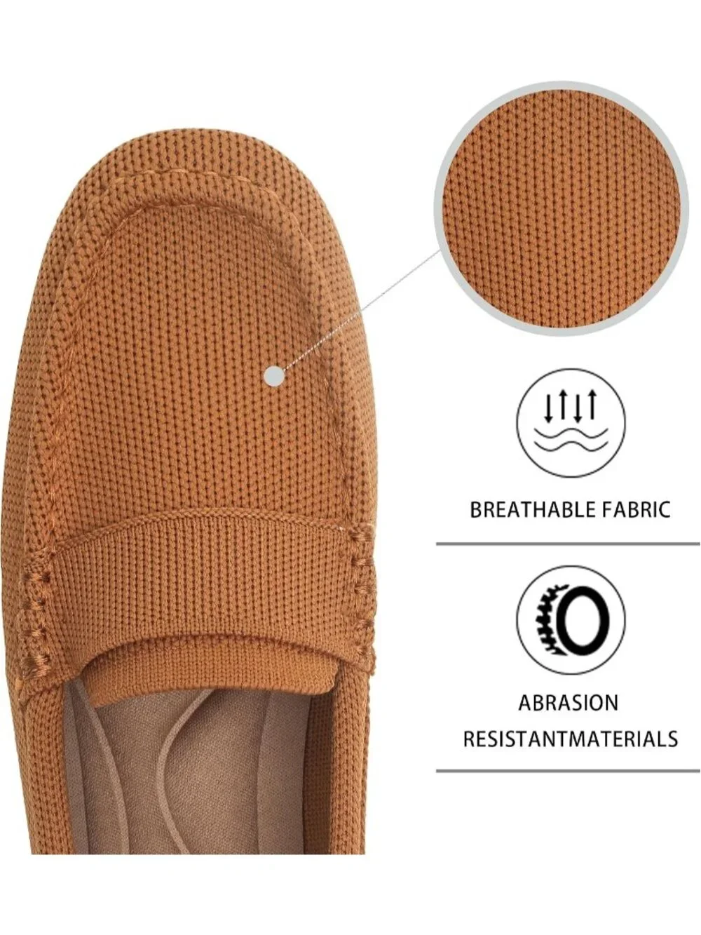 🆕Women's Brown Lightweight Knitted Loafers Casual Flat Shoes Comfortable